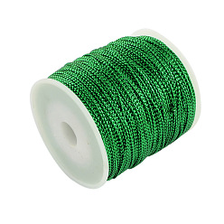 Green 1mm Jewelry Braided Thread Metallic Threads, Polyester Threads, Green, 1mm, about 109.36 yards(100m)/roll