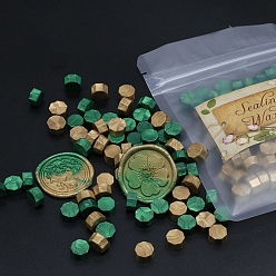 Green Sealing Wax Particles, for Retro Seal Stamp, Octagon, Green, 9mm, about 100pcs/bag