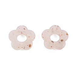 Misty Rose Marbled Stone Style Opaque Acrylic Beads, Flower, Misty Rose, 14x14.5x3.8mm, Hole: 1.5mm