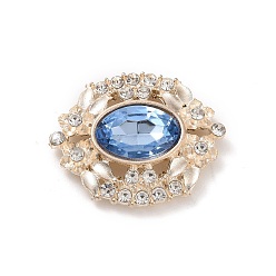 Aciano Azul Cabuchones de acrílico, con fornitura de diamantes de imitación de aleación de tono dorado, oval, azul aciano, 29.5x25x5 mm
