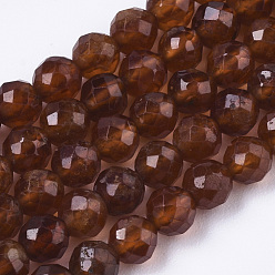 Garnet Natural Orange Garnet Beads Strands, Faceted, Round, 4mm, Hole: 0.7mm, about 95pcs/strand, 15.35 inch(39cm)