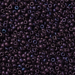(RR2005) Framboise Foncée Métallisée Mate Perles rocailles miyuki rondes, perles de rocaille japonais, 11/0, (ir 2005) iris framboise foncé métallisé mat, 2x1.3mm, trou: 0.8 mm, environ 5500 pcs / 50 g