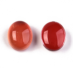 Rouge Cabochons en verre, cabochons d'ambiance aux couleurs changeantes, ovale, rouge, 12x10x6.5mm