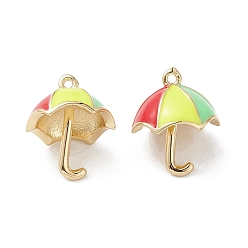 Colorful 3D Brass Enamel Pendants, Real 16K Gold Plated, Umbrella Charms, Colorful, 16x13.5x13mm, Hole: 1.2mm