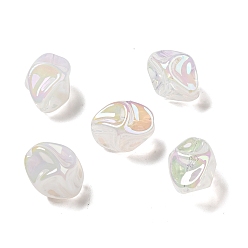 Blanc Fumé Placage uv perles acryliques irisées arc-en-ciel, nuggets, fumée blanche, 18.5x15x13.5mm, Trou: 1.4mm