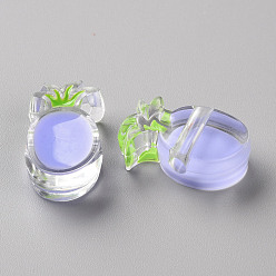 Lilac Transparent Enamel Acrylic Beads, Pineapple, Lilac, 25x15x9mm, Hole: 3.5mm
