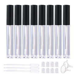 Clear DIY Lip Glaze Bottle Sets, with Plastic Transfer Pipettes and Plastic Funnel Hopper, Clear, 104mm, Capacity: 3ml, 12pcs/set