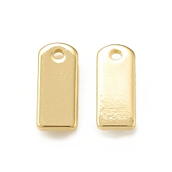 Chapado en Oro Real 18K Encantos de bronce, encanto rectángulo, real 18 k chapado en oro, 10x4.5x1 mm, agujero: 1 mm