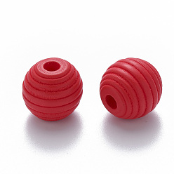 Rouge Perles européennes de ruche en bois naturel peint, Perles avec un grand trou   , ronde, rouge, 18x17mm, Trou: 4.5mm