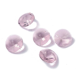 Pink Charmes de verre, facette, cône, rose, 14x7mm, Trou: 1mm