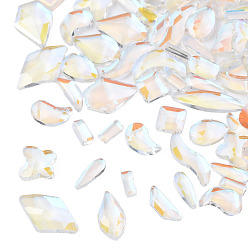 Amarillo Claro Cabujones de diamantes de imitación de cristal, accesorios de la decoración del arte del clavo, facetados, formas mixtas, amarillo claro, 3~10x1.5~6x1.5~2 mm, sobre 600~700 unidades / bolsa