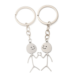 Platine Porte-clés pendentif couple en alliage, porte-clés homme allumette, platine, 9.8 cm