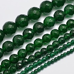 Verde Oscuro Malasia natural de hebras de perlas de jade, rondo, teñido, facetados, verde oscuro, 6 mm, agujero: 0.8 mm, sobre 63 unidades / cadena, 14.5 pulgada