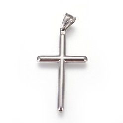 Stainless Steel Color 304 Stainless Steel Big Pendants, Cross, Stainless Steel Color, 50.5x27.5x3.5mm, Hole: 5x7.5mm