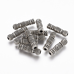 Antique Silver Tibetan Style Alloy Tube Beads, Cadmium Free & Nickel Free & Lead Free, Antique Silver, 22.5x6.2mm, Hole: 3mm