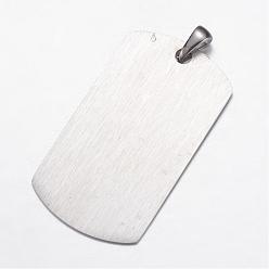 Stainless Steel Color 304 Stainless Steel Pendants, Stamping Blank Tag Rectangle, Stainless Steel Color, 43x24x1mm, Hole: 3x6mm