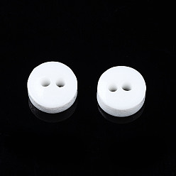 White DIY Handcraft Buttons For Dolls Clothes, Flat Round, Resin Button, White, 6mm