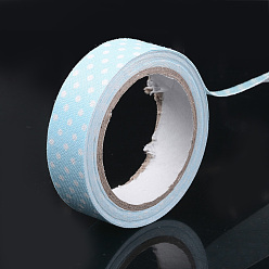 Sky Blue Polka Dot DIY Scrapbook Fabric Art Adhesive Tape, Sky Blue, 15mm, about 5m/roll