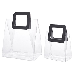 Noir Sac transparent laser pvc gorgecraft, sac à main, avec poignées en cuir pu, pour cadeau ou emballage cadeau, rectangle, noir, produit fini: 25.5x18x10 cm, 2 pièces / kit