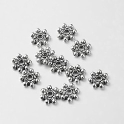 Antique Silver Tibetan Style Alloy Daisy Spacer Beads, Antique Silver, 8x2mm, Hole: 1.5mm