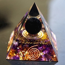 Indigo Resin Orgonite Pyramids with Ball, Craft Healing Pyramids, for Spirits Lift Stress Relief, Indigo, 60x60x60mm