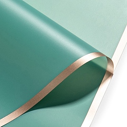Sea Green 20 Sheets Gold Edge Waterproof PVC Gift Wrapping Paper, Square, Folded Flower Bouquet Wrapping Paper Decoration, Sea Green, 580x580mm