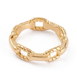Oro Chapado iónico (ip) unisex 304 anillos para los dedos de acero inoxidable, anillos de banda ancha, forma de cadena de bordillo, dorado, tamaño de EE. UU. 7 (17.3 mm), 6.5 mm