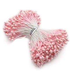Pink Noyau de fleur de gypse mat écologique, pistil d'étamines de fleurs à deux têtes, pour la fabrication de fleurs artificielles, album, décoration de la maison, rose, 3mm, 288 pcs /sachet 