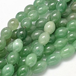 Aventurina Verde Ovales naturales verdes perlas aventurina collares, 10x8 mm, agujero: 1 mm, sobre 39 unidades / cadena, 15.7 pulgada