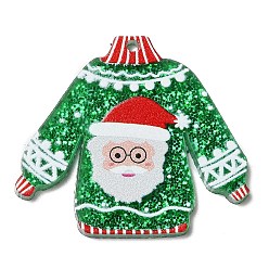 Santa Claus Рождественские тематические акриловые подвески, Дед Мороз, 33x37.5x2 мм, отверстие : 1.4 мм