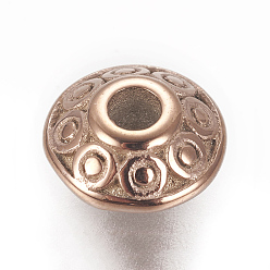 Or Rose 304 Acier inoxydable perles d'espacement, rondelle, or rose, 8x4mm, Trou: 2mm
