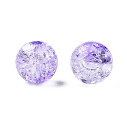 Lilac Transparent Crackle Acrylic Beads, Round, Lilac, 8x7.5mm, Hole: 1.8mm, about 1700pc/500g