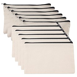 Black Cloth Blank DIY Craft Bag Canvas Pen Bag, Multipurpose Travel Toiletry Pouch, with Zipper, Black, 185x118x3mm