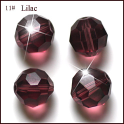 Фиолетовый Имитация Австрийские кристаллические шарики, класс AAA, граненый (32 граней), круглые, фиолетовые, 8 мм, отверстие : 0.9~1.4 мм