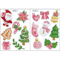 Christmas Bell Kits de pegatinas de pintura de diamantes diy, incluyendo adhesivo autoadhesivo de pvc, diamantes de imitación de resina, bolígrafo adhesivo de diamante, plato de bandeja y arcilla de cola, campana de navidad, 180x130 mm, 2 hojas
