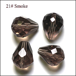 Gris Imitations de perles de cristal autrichien, grade de aaa, facette, goutte , grises , 8x10mm, Trou: 0.9~1mm