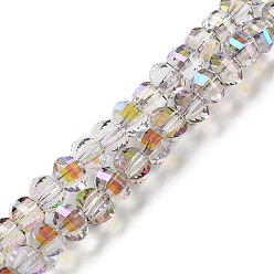 Prune Transparentes perles de verre de galvanoplastie brins, couleur ab , facettes lanterne, prune, 6x4.5mm, Trou: 1.4mm, Environ 98 pcs/chapelet, 17.72'' (45 cm)