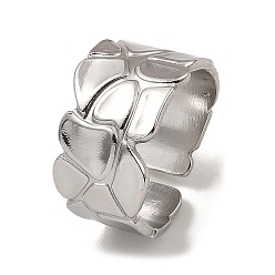 Stainless Steel Color 304 Stainless Steel Open Cuff Rings, Polygon, Stainless Steel Color, US Size 7 1/4(17.5mm)