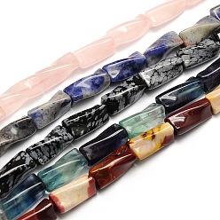 Mixed Stone Mixed Natural Gemstone Twist Column Beads Strands, 21x10x10mm, Hole: 1mm, about 20pcs/strand, 15.74 inch