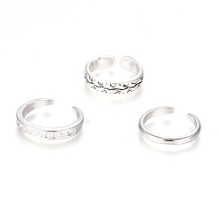 Platino Anillos de puntera de latón, anillos apilables, con circonita, estilo mezclado, Platino, 13.8~14.2 mm, 3 pcs / juego