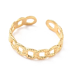 Oro Revestimiento iónico (ip) 304 anillos para los dedos de acero inoxidable, anillos del manguito, larga duración plateado, forma de cadena de bordillo con textura, dorado, tamaño de EE. UU. 7 3/4 (17.9 mm), 5 mm