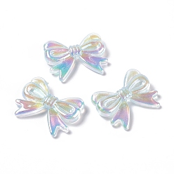 Coloré Perles acryliques opaques, avec de la poudre de paillettes, couleur ab , bowknot, colorées, 22.5x29x6mm, Trou: 2mm