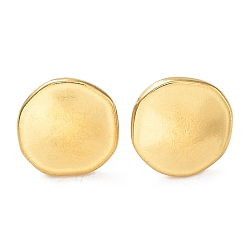 Настоящее золото 18K Ионное покрытие (ip) 304 плоские круглые серьги из нержавеющей стали для женщин, реальный 18 k позолоченный, 12x12.5 мм