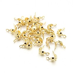 Golden Iron Bead Tips, Calotte Ends, Clamshell Knot Cover, Nickel Free, Golden, 8x4mm, Hole: 1mm, Inner Diameter: 4mm