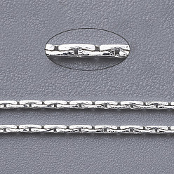 Серебро Латунные кардано цепи, несварные, с катушкой, без кадмия и без свинца, серебряный цвет гальваническим, 0.9x0.6 мм, около 92 м / рулон