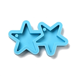 Темно-Голубой Звезда diy кулон силиконовые формы, формы для литья смолы, для изготовления уф-смолы и эпоксидной смолы, глубокое синее небо, 33x59x7 мм, отверстие : 3 мм, внутренний диаметр: 30x30 мм
