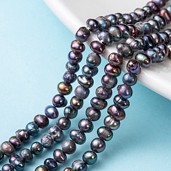 Dark Slate Gray Natural Cultured Freshwater Pearl Beads Pearl Beads Strands, Dyed, Potatol, Dark Slate Gray, 4~6x4~5mm, Hole: 0.6~0.7mm, about 68pcs/strand, 13.39 inch~13.78 inch(34~35cm)