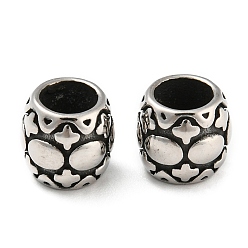 Antique Silver 304 Stainless Steel European Beads, Large Hole Beads, Barrel, Antique Silver, 7.5x8.5mm, Hole: 5mm