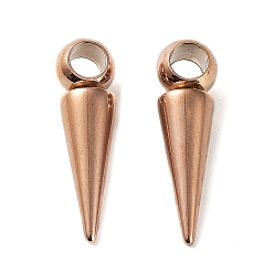 Rose Gold Ion Plating(IP) 304 Stainless Steel Pendants, Cone Charm, Rose Gold, 21x5.5mm, Hole: 3.2mm