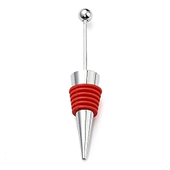 FireBrick Beadable Wine Stoppers, Alloy & Silicone Wine Saver Bottle Stopper, Cone, FireBrick, 115x20mm